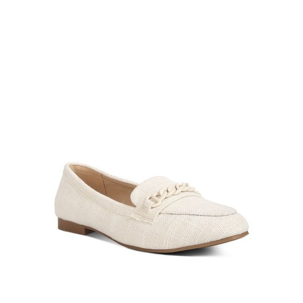 ABEERA Chain Embellished Loafers - Off white